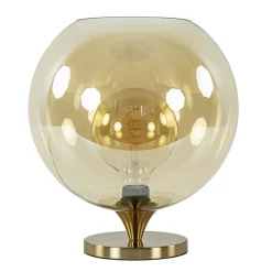 Amber glazen tafellamp met gouden voet>Straluma Online