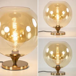 Amber glazen tafellamp met gouden voet></noscript>Straluma Online
