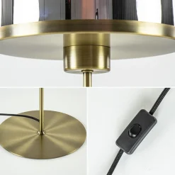 Antiek bronzen tafellamp Maverick met smoke glas groot></noscript>Straluma Discount