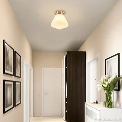 Art Deco plafondlamp staal met wit gl.></noscript>Straluma New