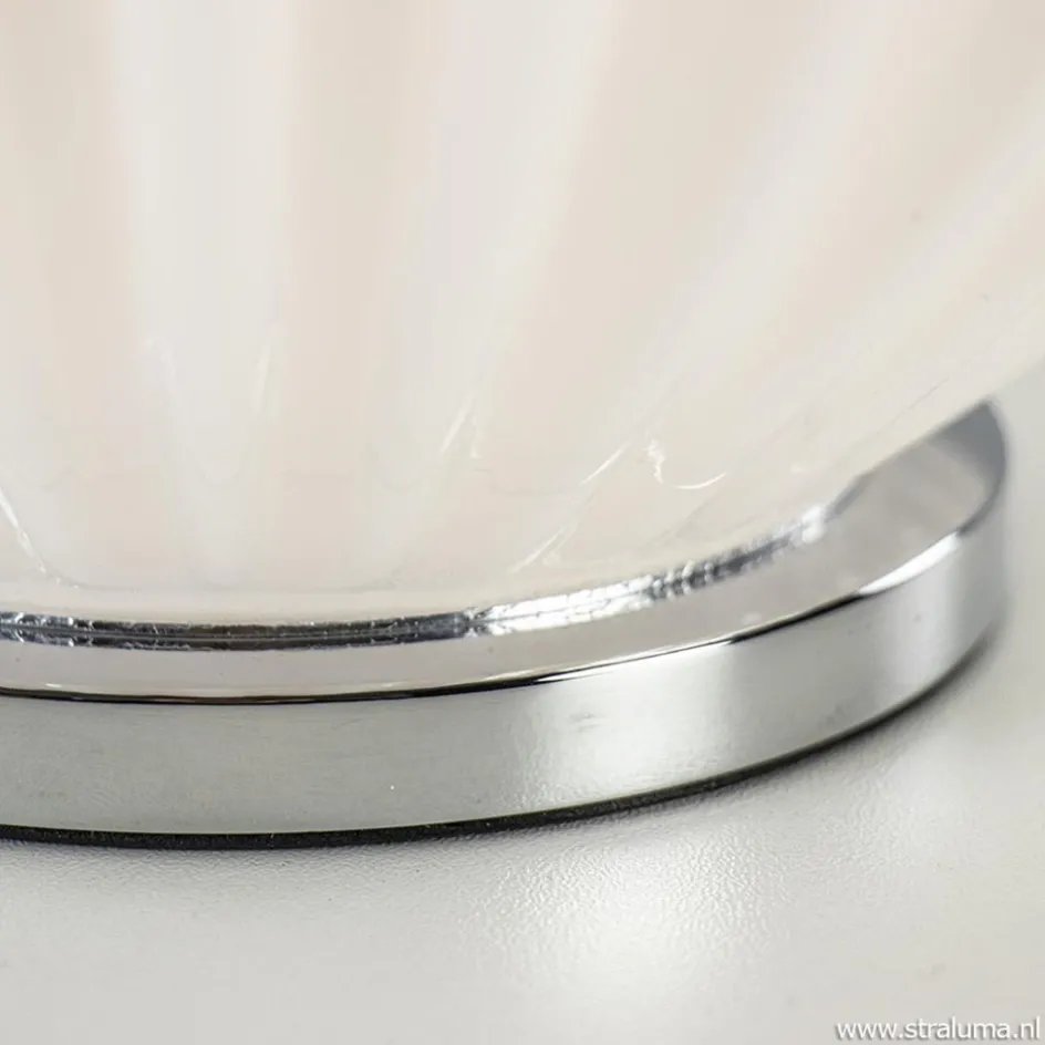 Art Deco tafellamp chroom met opaal glazen kap>Straluma Best
