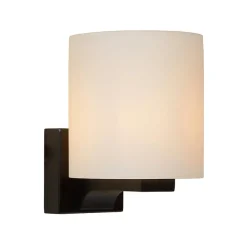 Badkamerwandlamp zwart met opaal glazen kap>Straluma Sale