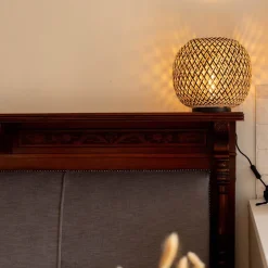 Bamboe tafellamp naturel met zwart><noscript><img width=