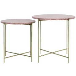 Bijzettafel Delon set van 2 marrmer roze/goud>Straluma Discount