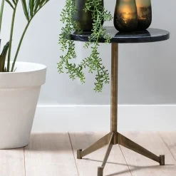 Bijzettafel Lomelo zwart marmer met antiek brons></noscript>Straluma Clearance