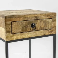 Bijzettafel met lade mangohout/metaal></noscript>Straluma New