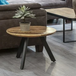 Bijzettafel rond mangohout met zwart staal 60 cm><noscript><img width=