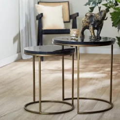 Bijzettafel Sobrina set van 2 zwart/antiek brons></noscript>Straluma Hot
