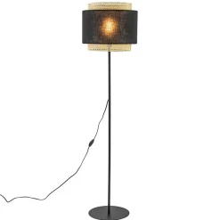 Boho vloerlamp mat zwart met webbing>Straluma Online
