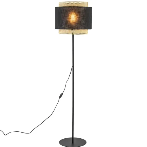 Boho vloerlamp mat zwart met webbing>Straluma Online