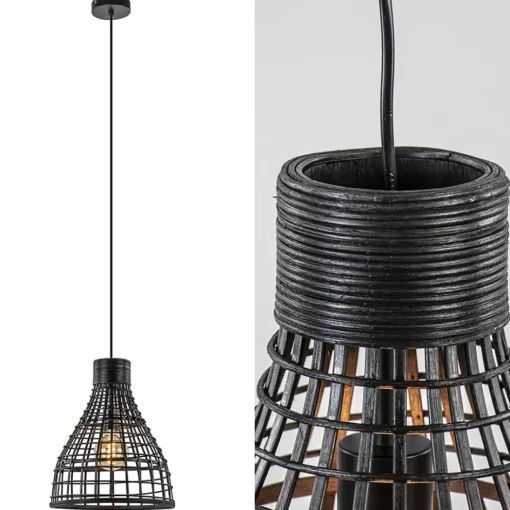 Botanische hanglamp Puerto rotan mat zwart>Straluma Best