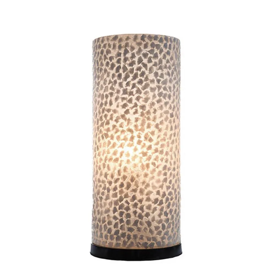 Botanische tafellamp cilinder met capiz schelpen wit>Straluma Sale