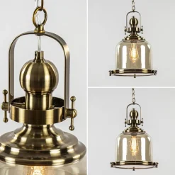 Bronzen scheepslamp met amber glas 33 cm></noscript>Straluma