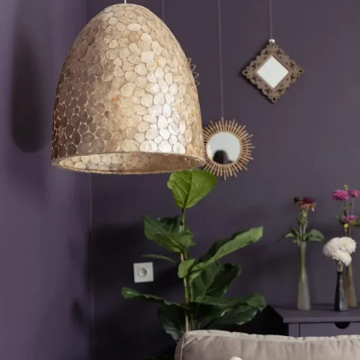 Bruin gouden hanglamp met capiz schelpen>Straluma Sale