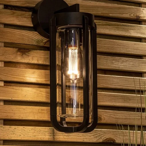 Buiten wandlamp zwart met helder glas IP65>Straluma Outlet