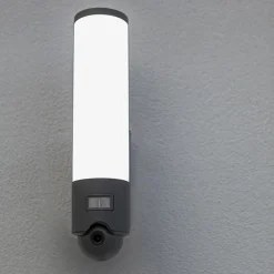 Buitenlamp cilinder donker grijs inclusief LED en camera></noscript>Straluma Discount