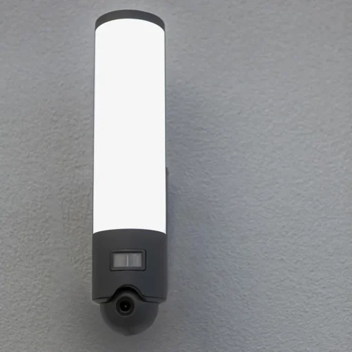 Buitenlamp cilinder donker grijs inclusief LED en camera>Straluma Discount