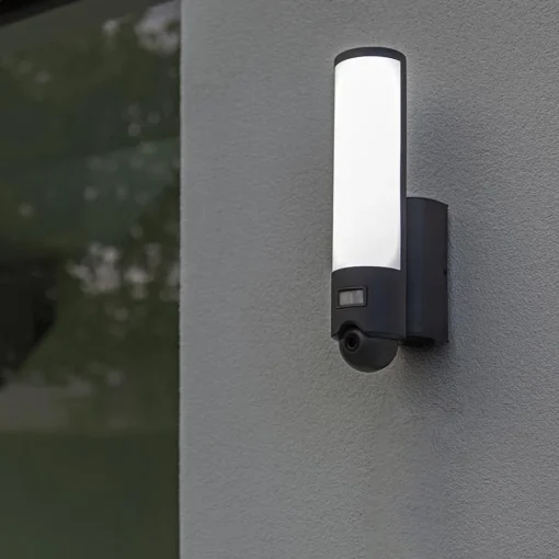 Buitenlamp cilinder donker grijs inclusief LED en camera>Straluma Discount