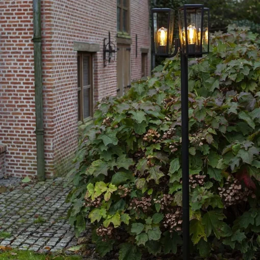 Buitenlamp lantaarn 3-lichts mat zwart met helder glas>Straluma New