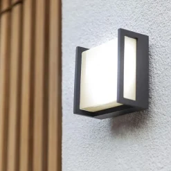 Buitenlamp LED wand vierkant donker grijs IP54></noscript>Straluma Online