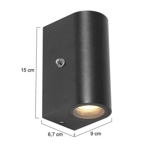 Buitenlamp Logan zwart+schemersensor IP44>Straluma Hot