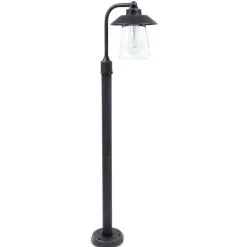 Buitenlamp op paal zwart/roest met helder glas>Straluma Online