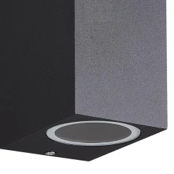 Buitenlamp rechthoek zwart up+down gu10 IP54><noscript><img width=