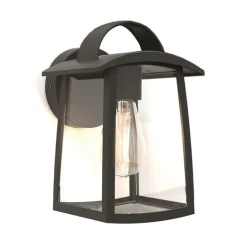 Buitenlamp wand zwart met helder glas>Straluma Online