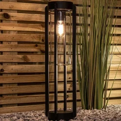 Buitenlamp zwart metaal met glazen kap IP44></noscript>Straluma Sale
