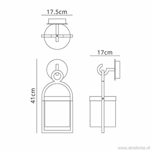 Buitenlantaarn-wandlamp antraciet IP54>Straluma Clearance