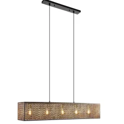 Chique hanglamp langwerpige balk 5-lichts zwart/goud>Straluma Online