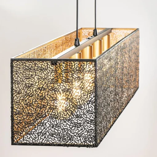 Chique hanglamp langwerpige balk 5-lichts zwart/goud>Straluma Online
