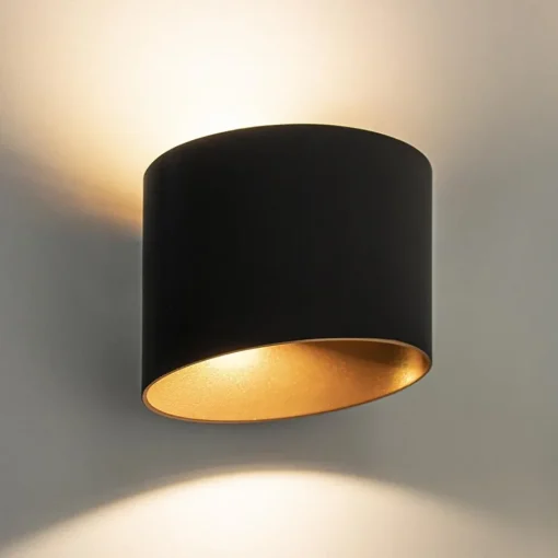 Chique LED buitenlamp wand zwart met goud IP54>Straluma Hot