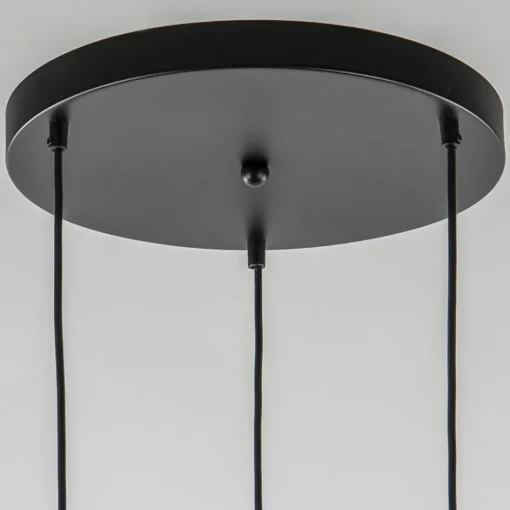 Chique 3-lichts hanglamp rond zwart-goud + opaal glas>Straluma Hot