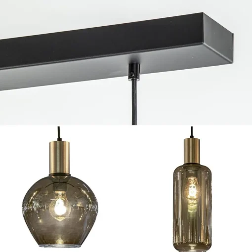 Chique 5-lichts hanglamp smoke glas met brons>Straluma Hot
