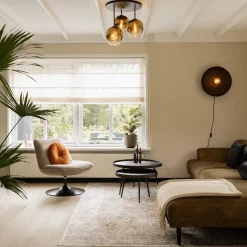 Chique 3-lichts plafondlamp zwart met goud glas><noscript><img width=