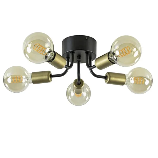 Chique plafondlamp mat zwart met goud>Straluma Sale