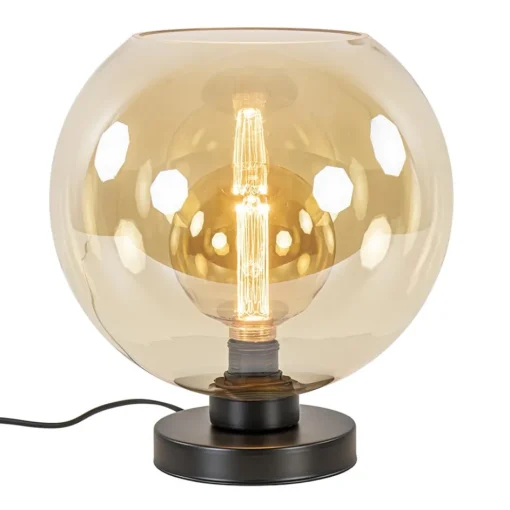 Chique tafellamp amber glazen bol 30 cm>Straluma Hot