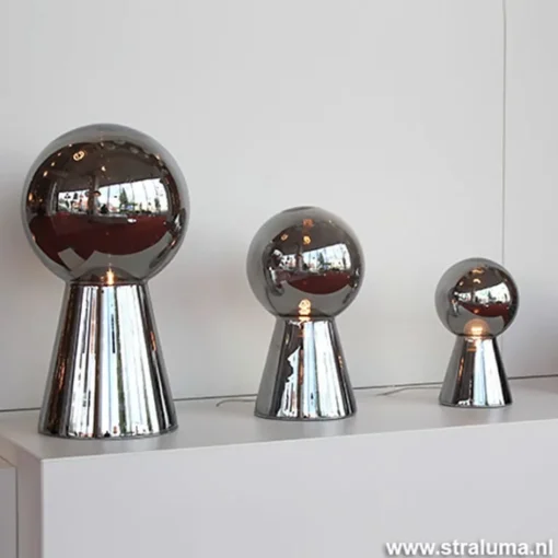 Chique tafellamp donker chroom pion XL>Straluma Discount
