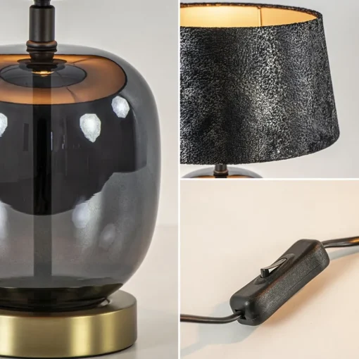Chique tafellamp zwart/goud met kap>Straluma Discount