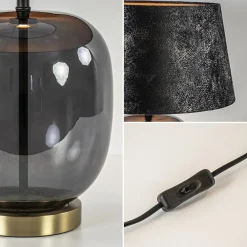 Chique tafellamp zwart/goud met kap></noscript>Straluma