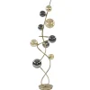 Chique vloerlamp goud met smoke en amber glazen bollen>Straluma