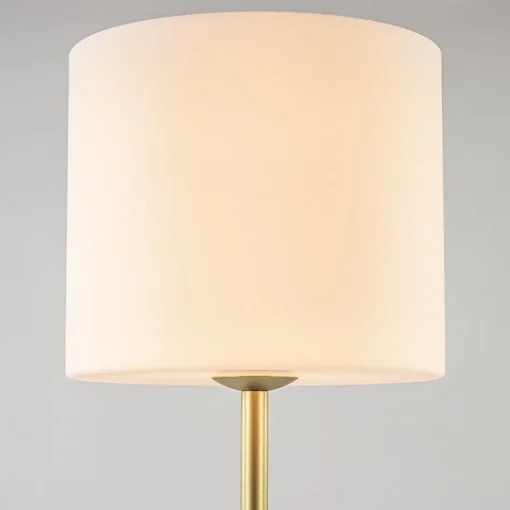 Chique vloerlamp mat goud met mat witte glazen kap>Straluma New
