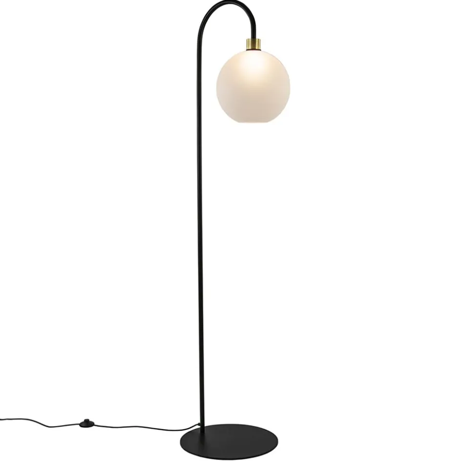 Chique vloerlamp zwart/goud met opaal glas>Straluma Outlet