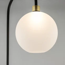 Chique vloerlamp zwart/goud met opaal glas><noscript><img width=