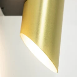 Chique wandlamp solid brass met zwart up+down><noscript><img width=