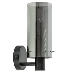 Chique wandlamp zwart met smoke glas cilinder>Straluma Hot
