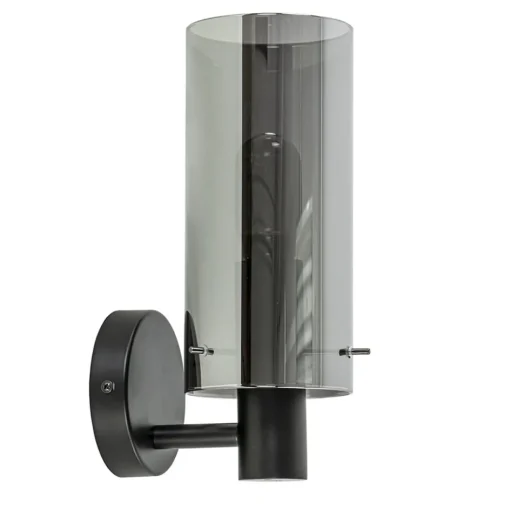 Chique wandlamp zwart met smoke glas cilinder>Straluma Hot