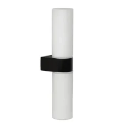 Cilinder badkamerlamp zwart met opaal glas IP44>Straluma New