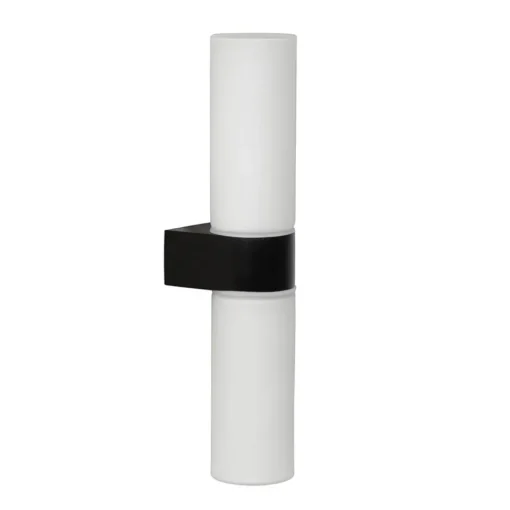 Cilinder badkamerlamp zwart met opaal glas IP44>Straluma New